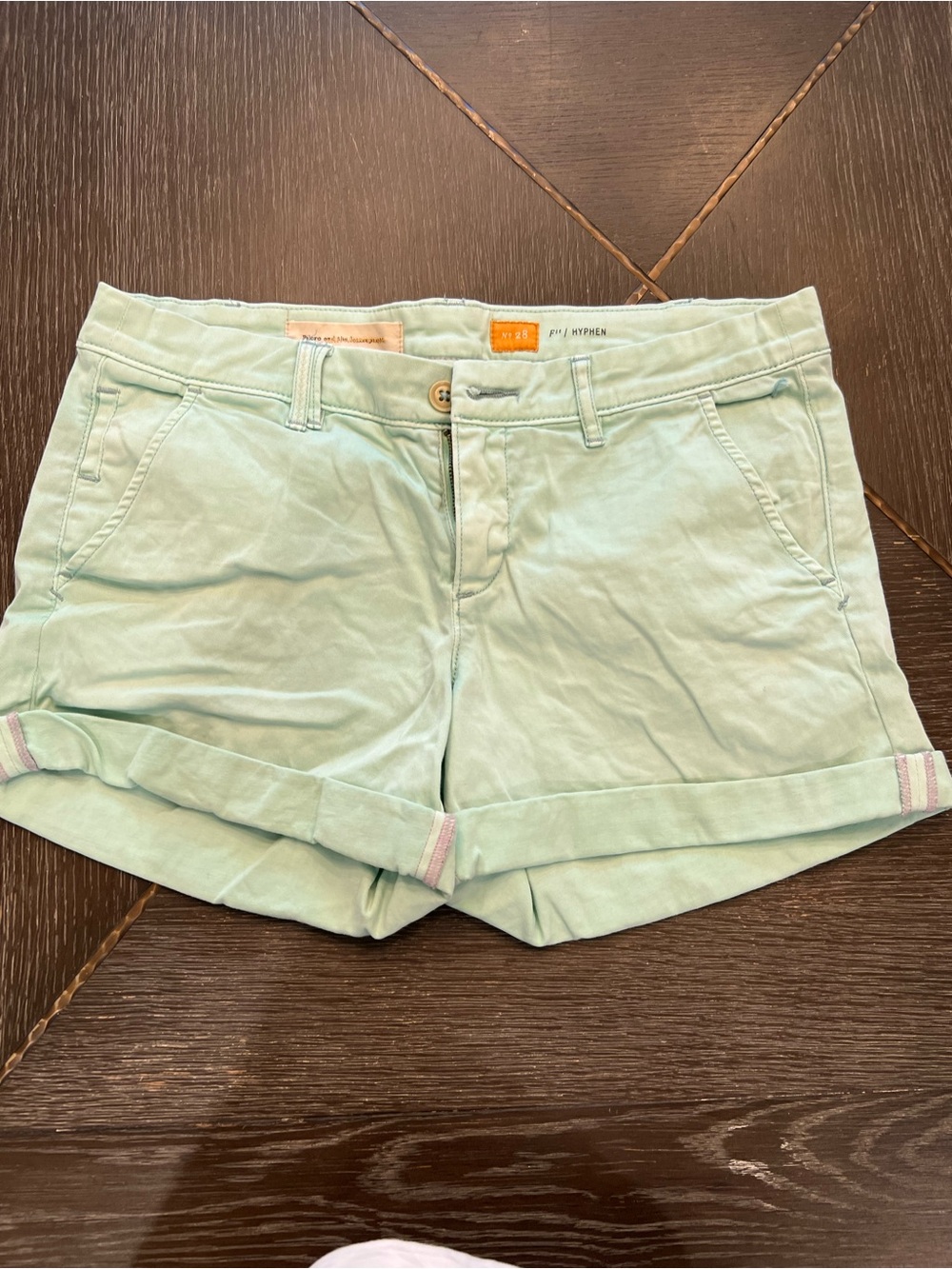 Pilcro and the Letterpress Mint Green Cuffed Chino Shorts
